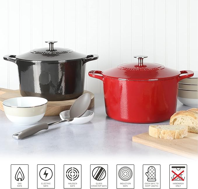 MARTHA STEWART Gatwick 7-Quart Enamel Cast Iron Dutch Oven Pot - Image 5