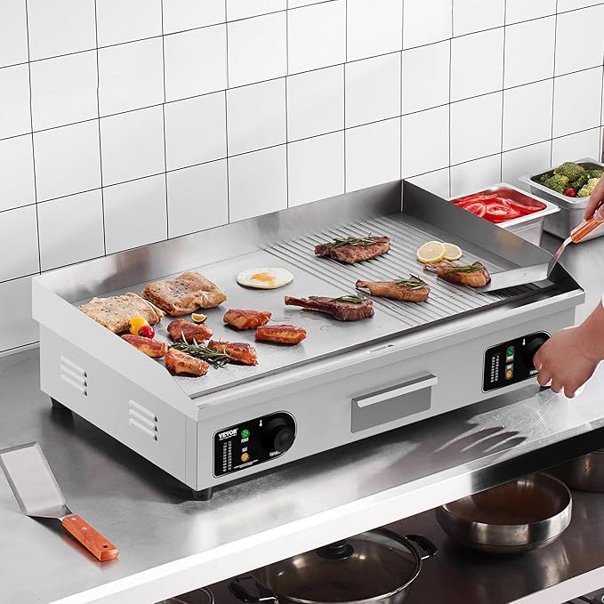 VEVOR Upgraded Commercial Electric Griddle, 2800W Countertop Half-Flat Top Grill - Image 8