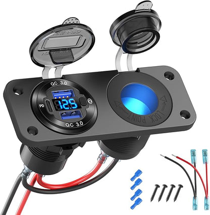 12V USB Outlet Marine Switch Panel Plug, PD3.0 and Dual QC3.0 USB Ports by Leadingthefast-chargingera