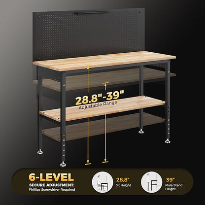 60" Work Bench Adjustable Height - Image 7