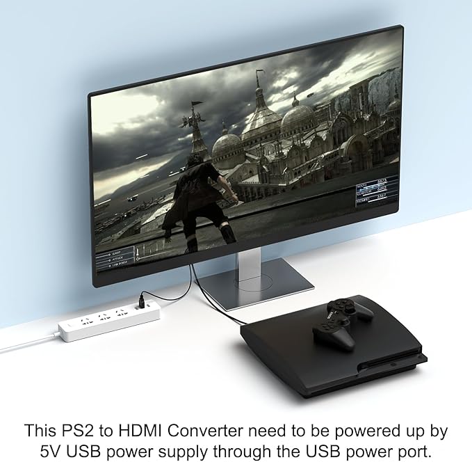 Azduou PS2 to HDMI Adapter HD-Link Cable Support ON/Off Switch, Converter PS3 - Image 7