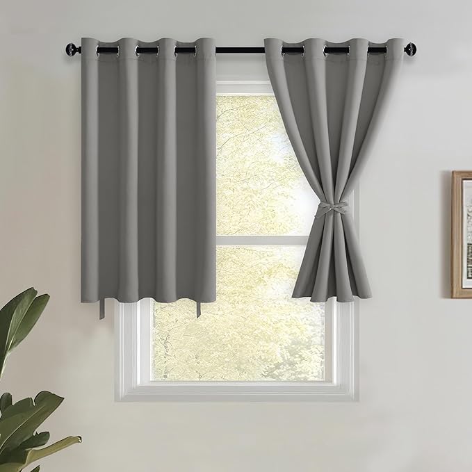 JIUZHEN Short Curtains Kitchen Half Window Blackout Curtains by JIUZHEN