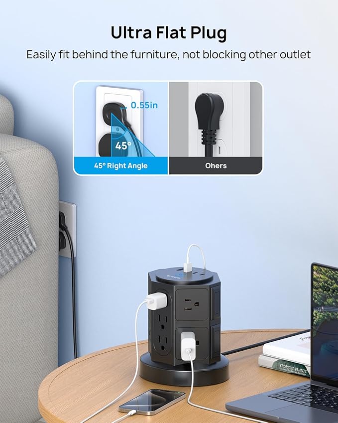 TROND Tower Surge Protector Power Strip - Image 8