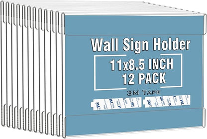 Dingelex Acrylic 8.5x11 Horizontal Sign Holder, 12 Pack, No Drilling by Dingelex