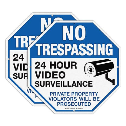 2-Pack No Trespassing Sign Private Property Protected By Video Surveillance by Faittoo