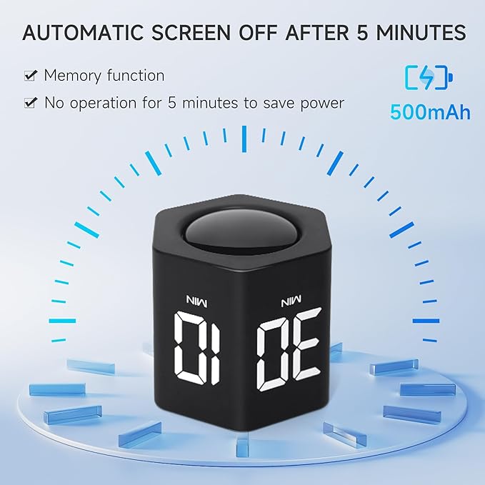 Productivity Timer 1, 60 Minutes Preset, Desk Cube Timer - Image 5