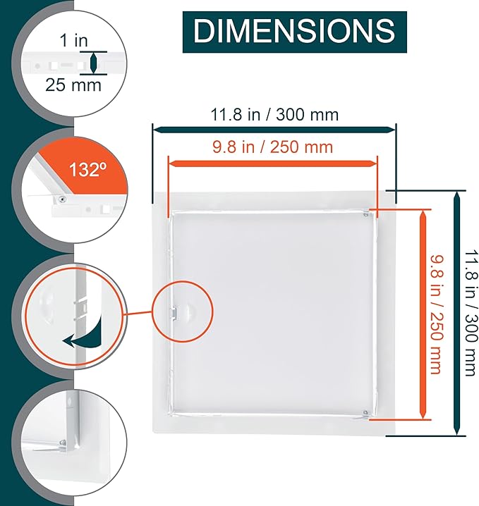 10" x 10" White Metal Access Door. Plumbing, Electricity, Alarm Wall Access - Image 2