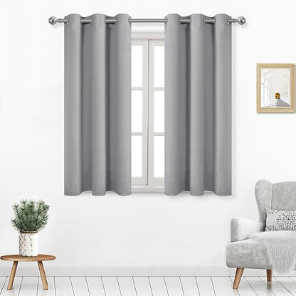 DWCN Silver Grey Curtains 54 Inches Long, Thermal Blackout by DWCN