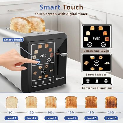 Touch Screen Toaster 2 Slice, Smart Digital Toasters, 6 Browning Levels & 6 - Image 2