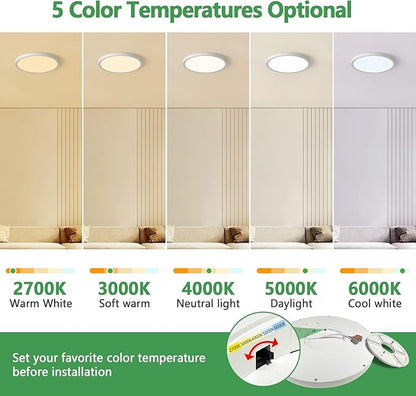 15.8 Inch Dimmable LED Flush Mount Ceiling Light, 3000K/3700K/4000K/5000K/6000K - Image 2