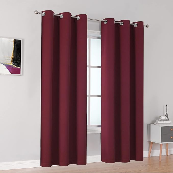 DUALIFE Burgundy Blackout Curtain Panels - Image 2