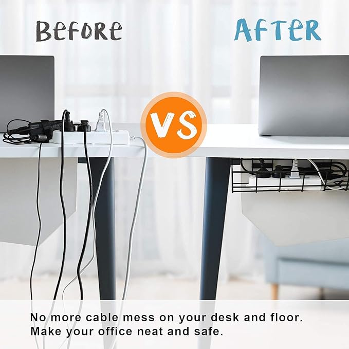 Under Desk Cable Management- 6 Pack Cord Organizer. Metal Wire Cable Management - Image 2