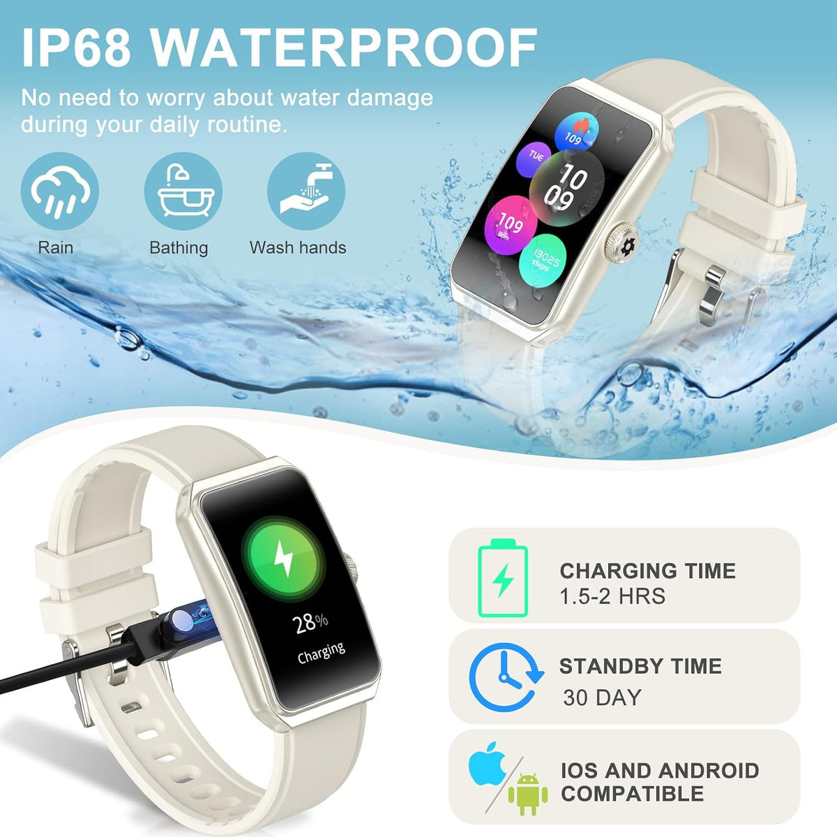fitness tracker, step counter with 24/7 heart rate on a desk or shelf