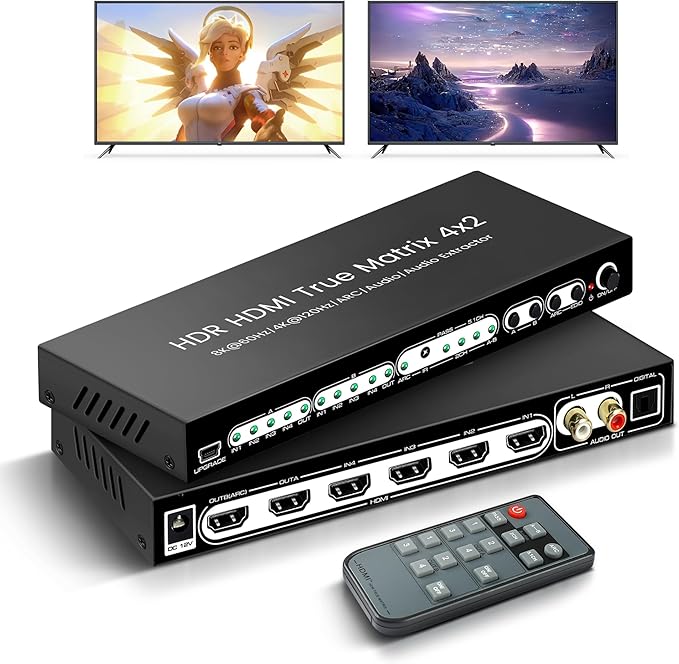 FERRISA 8K 4X2 HDMI Matrix 4 in 2 Out HDMI 2.1 Matrix HDMI Video Switcher by FERRISA