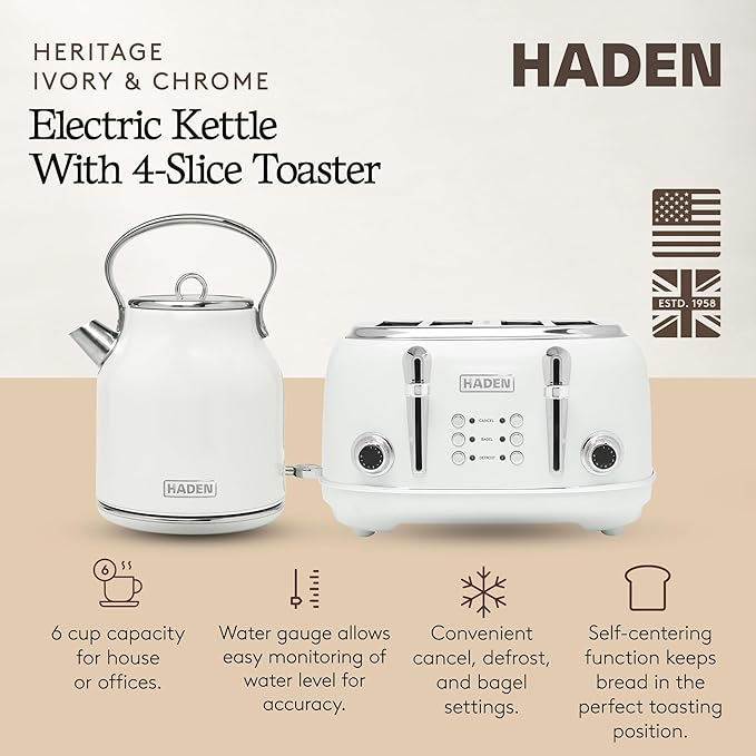 Haden Heritage Stainless Steel Body Retro Electric Tea Kettle - Image 2
