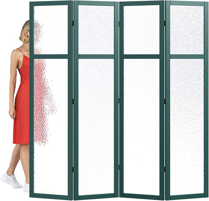 Acrylic Room Divider, 4-Panel Freestanding Partition Screen, Frosted - Image 9