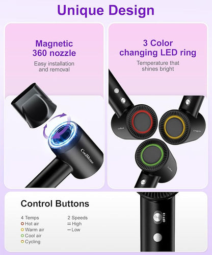 High-Speed Ionic Hair Dryer: 150000 RPM Brushless Motor 500 Millions Negative - Image 2