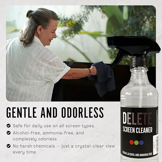 Delete Screen Cleaner Spray Kit, 2 Pack, 16oz and 2oz Bottle and 12"x12" - Image 7