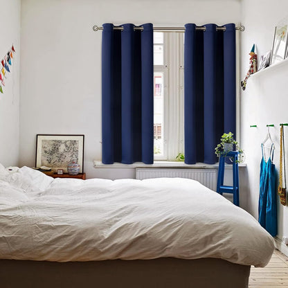 BGment Blackout Curtains for Bedroom - Grommet Thermal Insulated Room Darkening Curtains for Living Room, Set of 2 Panels (38 x 54 Inch, Navy Blue)