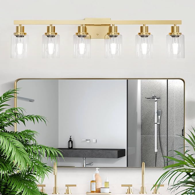 DIKAIDA 6 Light Gold Bathroom Vanity Light, Bathroom Light Fixtures - Image 2