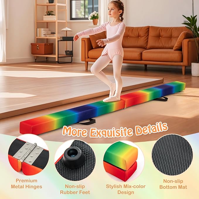 Giantex 7FT/8FT/9FT Balance Beam, Folding Gymnastics Beam w/Carry Handles - Image 5