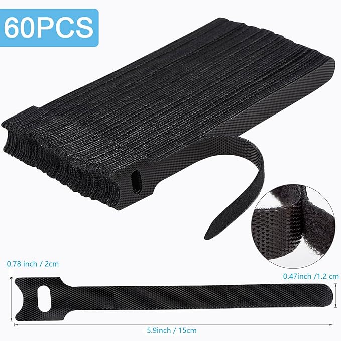 Nettbe 60 PCS 6 Inches Reusable Cable Ties, Adjustable Cord Straps Wire - Image 2