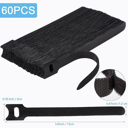 Nettbe 60 PCS 6 Inches Reusable Cable Ties, Adjustable Cord Straps Wire - Image 2