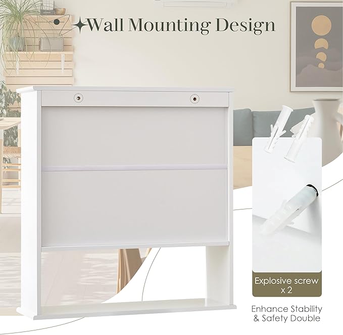 22.5 x 23.5 inch Bathroom Wall Cabinet, Medicine Cabinet Wall Mounted w/Fluted - Image 7