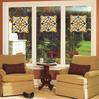 Mission Style Stained Glass Window Hangings Panels 20" W x 20" H Excellent Handicrafts Suncatcher Parents Gifts for Home Decor