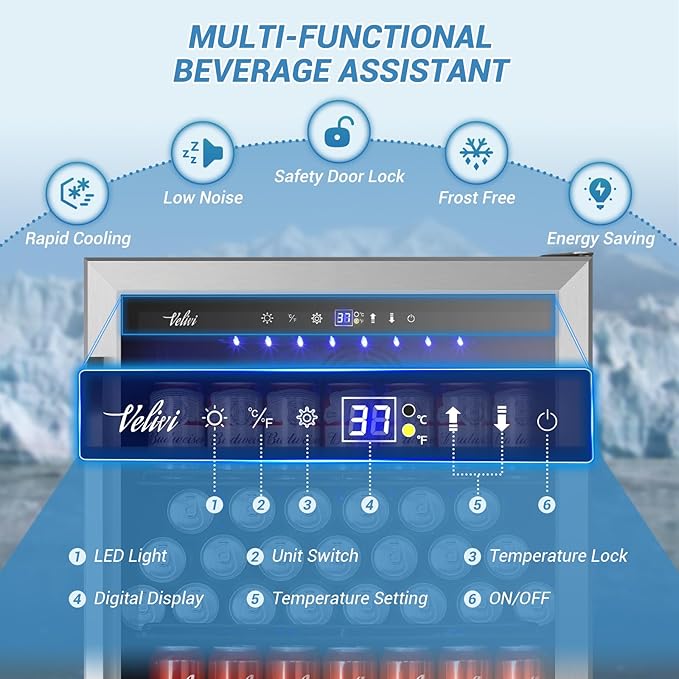 24 Inch Beverage Refrigerator, 210 Cans Under Counter Beverage Cooler, and Milk - Image 5