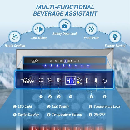 24 Inch Beverage Refrigerator, 210 Cans Under Counter Beverage Cooler, and Milk - Image 5