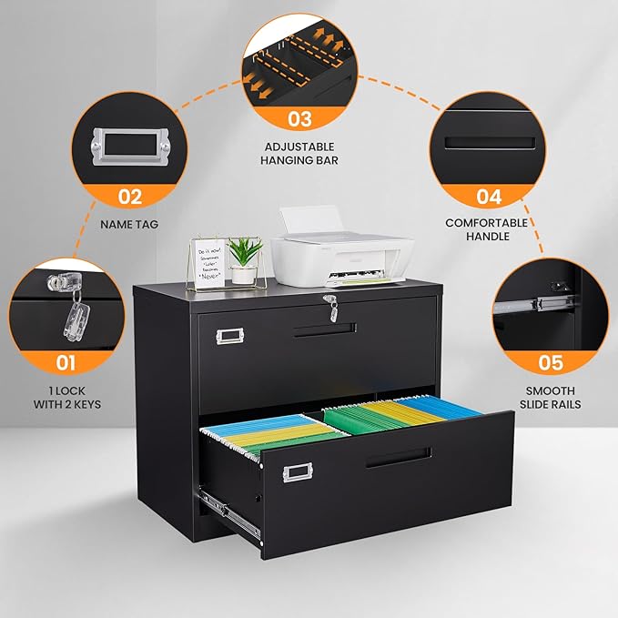 2 Drawer File Cabinets for Home Office, Metal Filing Cabinet - Image 6