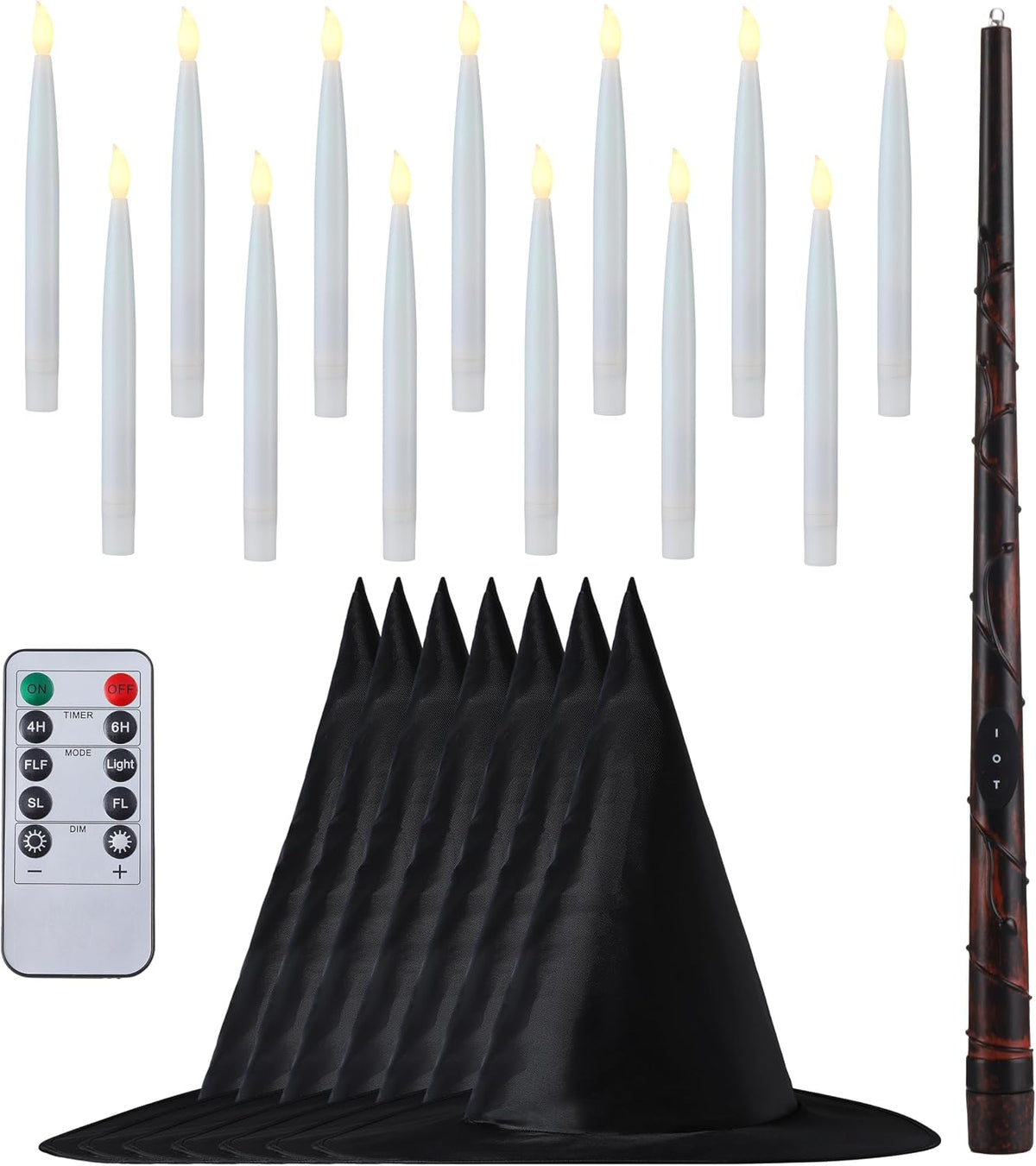 JOYIN 20Pcs Halloween Floating Candles and Witch Hat Light Up with Wand Remot...