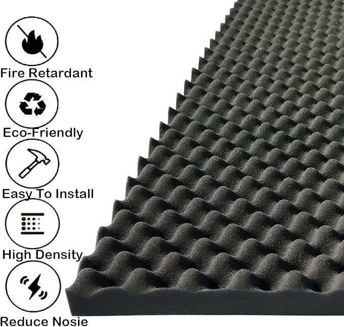 KTOESHEO 2 PCS Acoustic Panels, High Density Fireproof Noise Cancelling Foam - Image 2