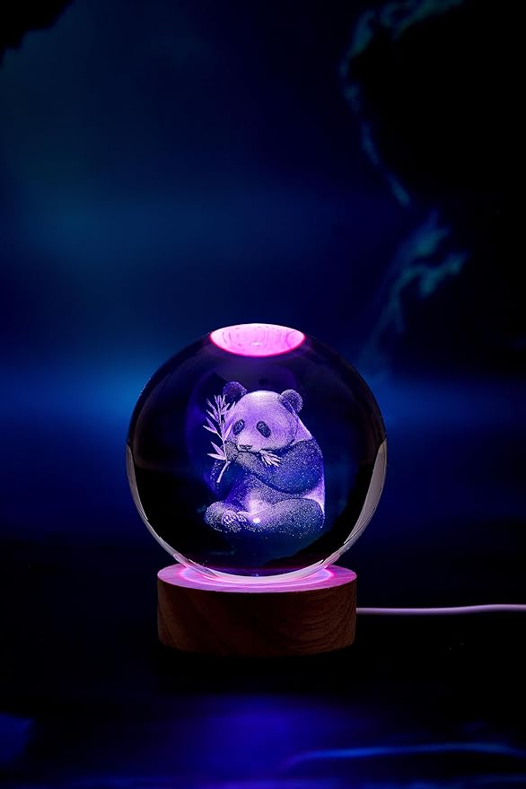 Panda Crystal Ball Lamp, 3.15 inch 3D K9 Crystal Ball Panda Night Light - Image 6