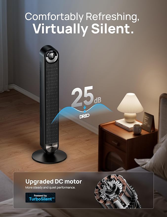 Dreo Tower Fan for Bedroom, 90° Oscillating Standing Floor Fan - Image 3