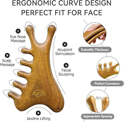 4-in-1 Wooden Gua Sha Tool for Face & Small Body, Scalp & Head Massage for - Image 3