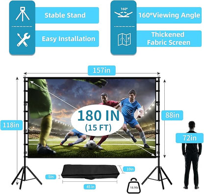 TOWOND Projector Screen and Stand, 180 inch Outdoor Projector Screen 15 FT - Image 4