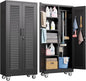 SUXXAN Broom Closet with Wheels 71"x 31.5"x15.75", Metal Cleaning Cabinets with by SUXXANFurniture