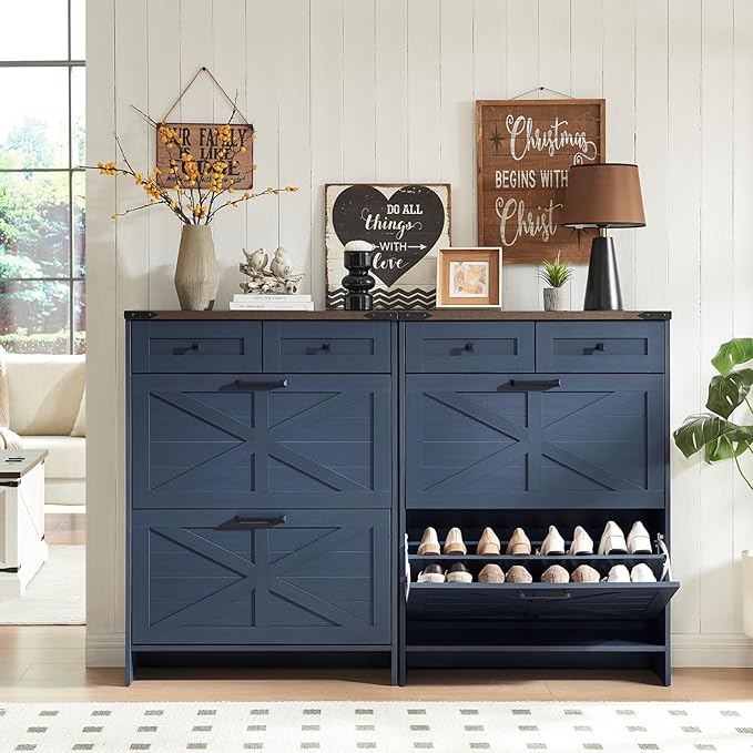 Shoe Storage Cabinet, Farmhouse Shoe Organizer by Barnyatoh