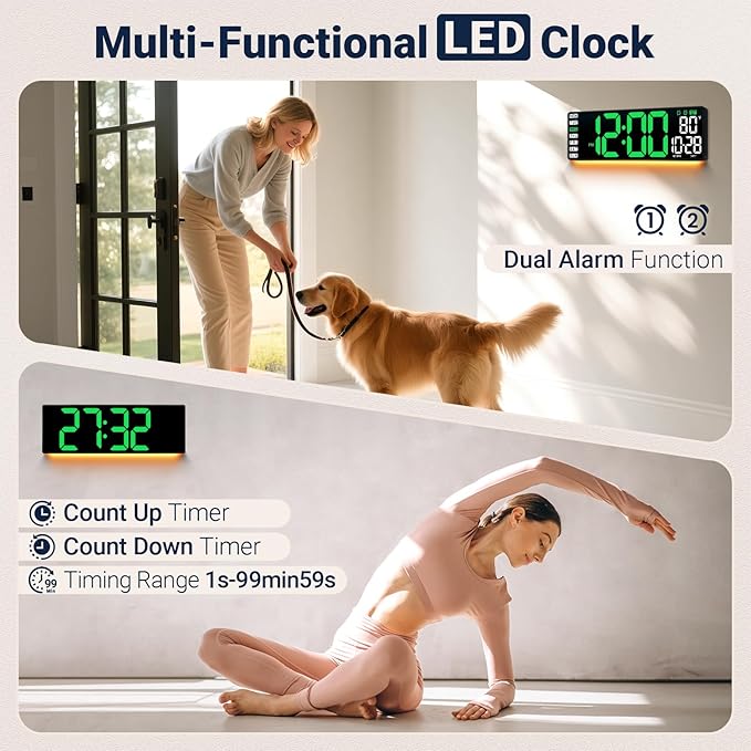 16.5" Large Digital Wall Clock: Wall Mount Decor Clock Large Display - Image 4