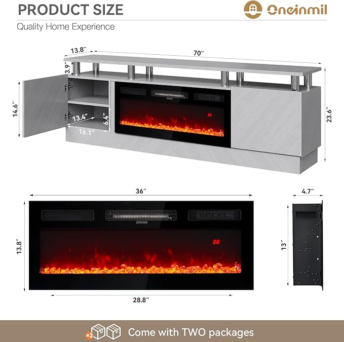 oneinmil 36" Electric Fireplace Integrated TV Stand - Image 8