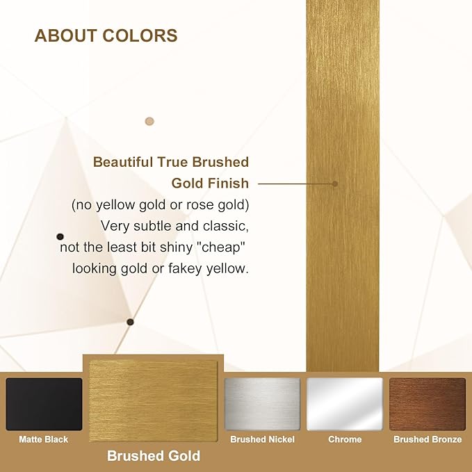 ANDY STAR Square Wall Mirror for Bathroom, 24”x24” Brushed Gold Bathroom Mirror - Image 6