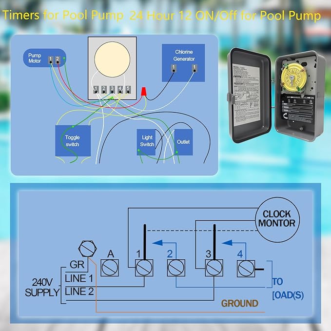 T104R Mechanical Timer Switch, 208–277 VAC 40 Amp, Pool Pump Switch, 24 Hour 12 - Image 5