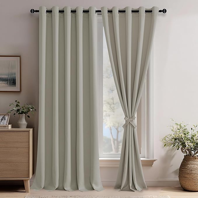 JIUZHEN Silver Grey Blackout Curtains by JIUZHEN