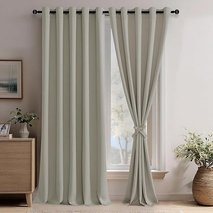 JIUZHEN Silver Grey Blackout Curtains by JIUZHEN