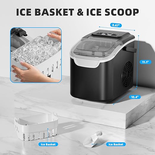 Antarctic Star Countertop Ice Maker Machine, 8 Bullet Ice Cubes in 6 Mins - Image 4