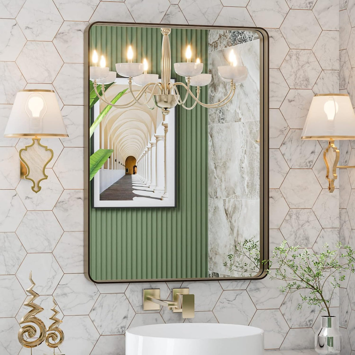 loaao 20"x30" bronze bathroom mirror for vanity, main product view