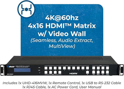 OREI 4K 4x16 HDMI Matrix Video Wall Controller Processor Multiviewer Display - Image 9