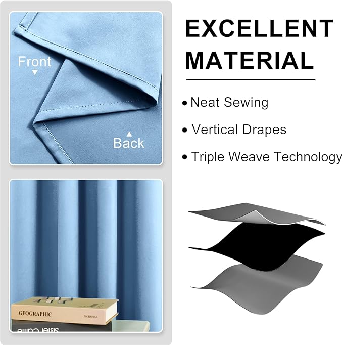 DWCN Short Blackout Curtains for Living Room, Basement Window Curtains Tiers - Image 5